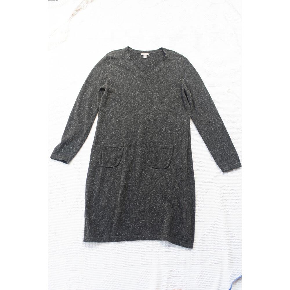 J. Jill Silk Blend Sweater Dress Gray Size Medium Fall Lagenlook Preppy So Soft
